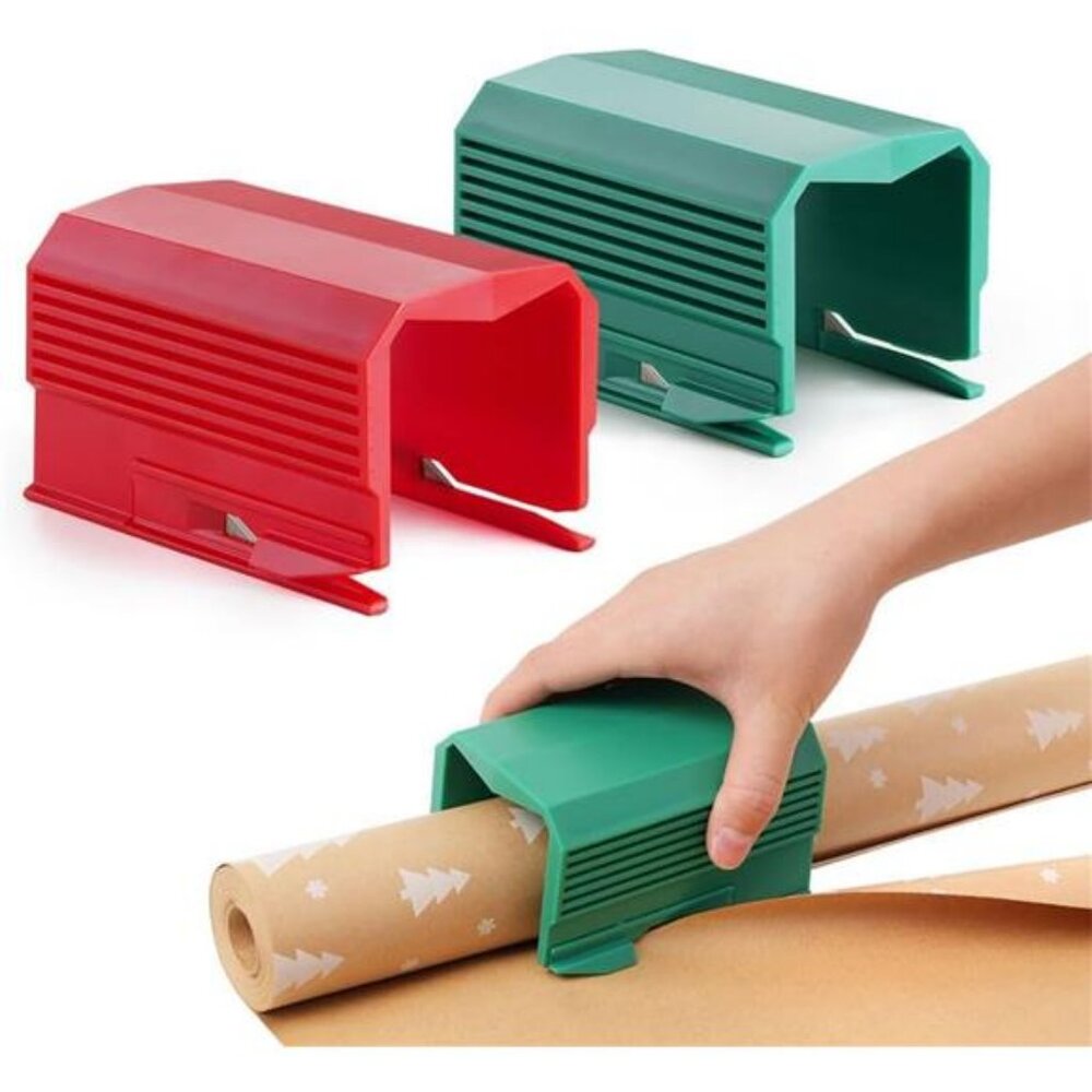2PC Wrapping Paper Cutter Christmas Paper Roll Cutters Paper Cutter Slider Tool